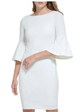 Calvin Klein Bell Sleeve Scuba Sheath Dress